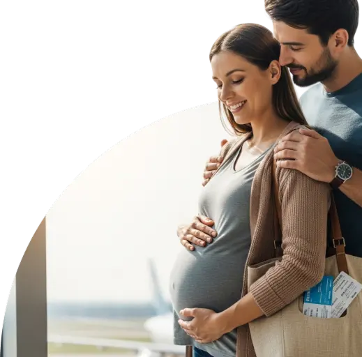Mulher sorrindo com mochila viajando protegida pelo seguro viagem