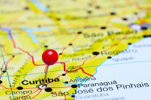 Curitiba em um mapa do Brasil