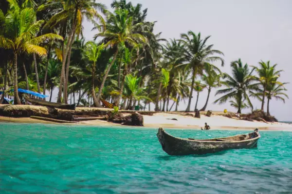 Praia em San Blas, no Caribe