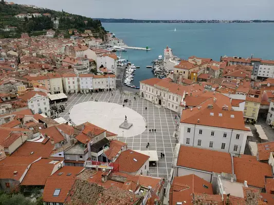 Vista aérea de Piran, Eslovênia