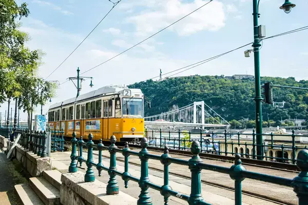 Bondinho amarelo em Budapeste, capital da Hungria