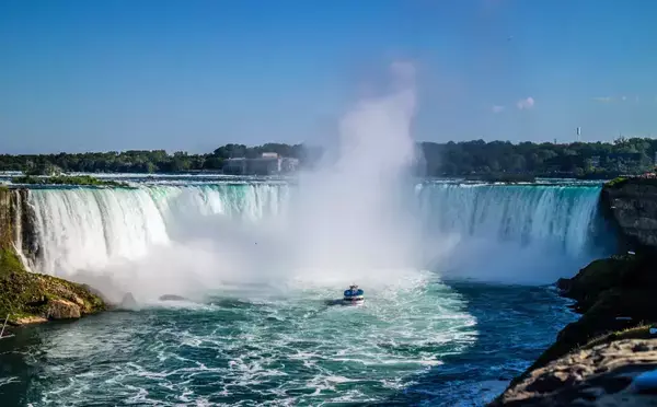 Queda d'água das cataratas do Niágara, no Canadá.