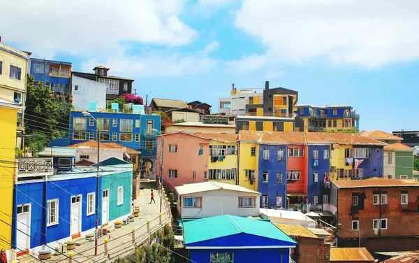 Casas coloridas em Valparaíso, Chile