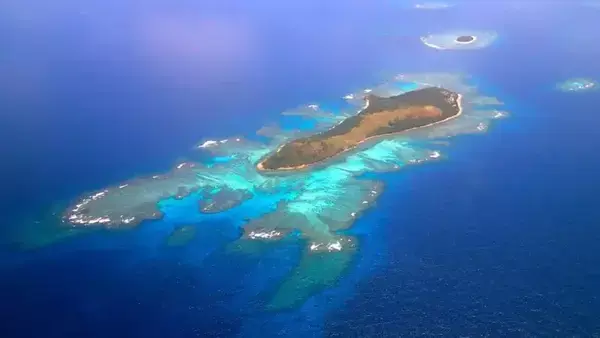 Mar paradisíaco de Conga visto do alto