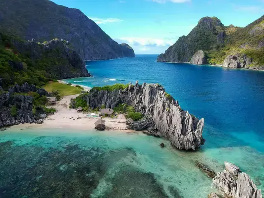 Vista aérea de El Nido, na ilha de Palawan nas Filipinas