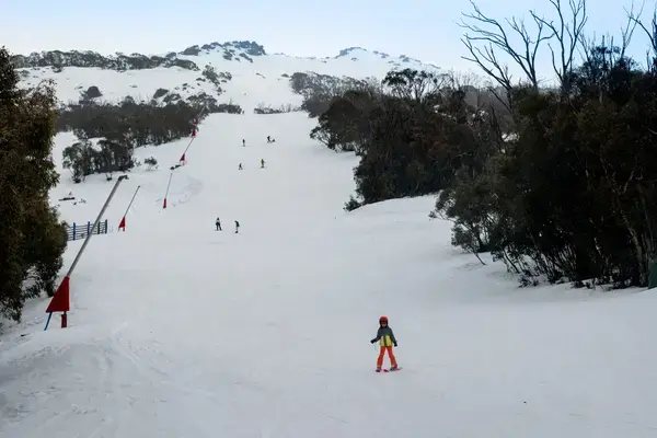 Pessoas esquiando na cidade de Thredbo, Austrália