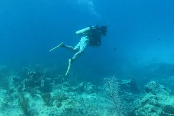 Pessoa mergulhando em San Andrés, Colômbia