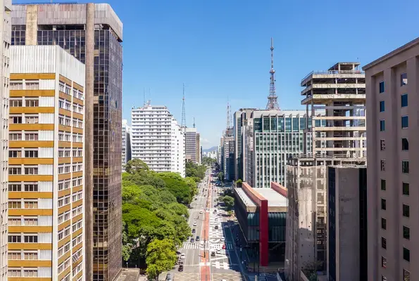 Vista aérea do MASP na Avenida Paulista