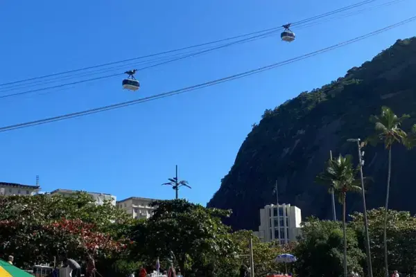 vista do bondinho passando