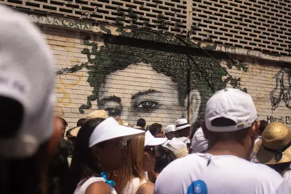 Painel com Marielle Franco fotografado durante a procissão da Lavagem do Bonfim (Fonte: Arquivo Pessoal)