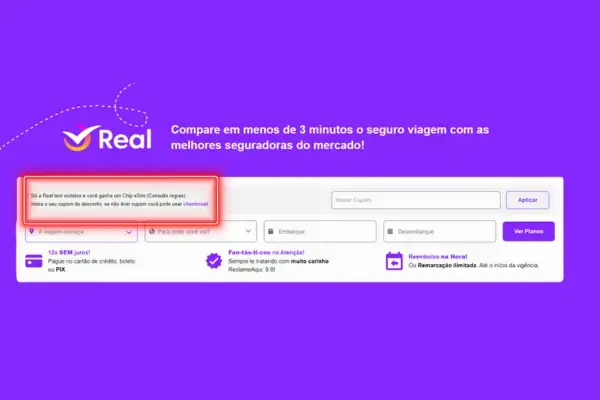 comparador de seguro viagem da Real