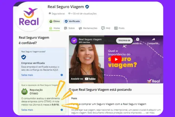 imagem da reputação da Real no Reclame Aqui, 9.9