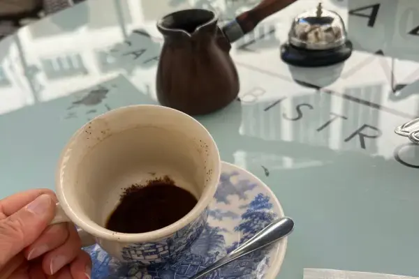 Borra de café árabe na Casa do Colono, na Thermas Antônio Carlos (Fonte: Arquivo Pessoal)