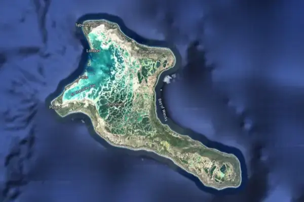 Imagem do alto da ilha de Kiribati