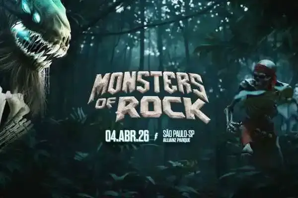 Cartaz oficial do Monsters of Rock 2026 no Allianz Parque em São Paulo em abril