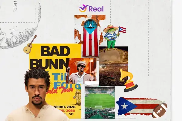 Show do Bad Bunny no Brasil 2026 no Allianz Parque em São Paulo (Fonte: Real Seguro Viagem/Divulgação TicketMaster e Allianz Parque)