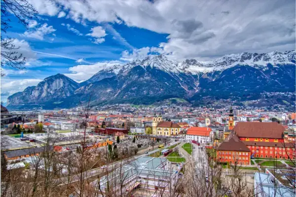 View over Innsbruck with the Alps in Tyrol, Austria