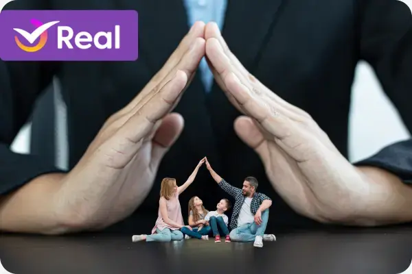 ilustração da Real protegendo uma família que vai viajar ao chile