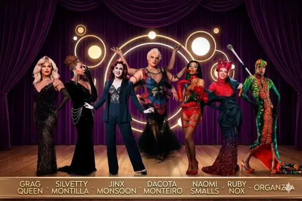 drags famosas em um fundo roxo