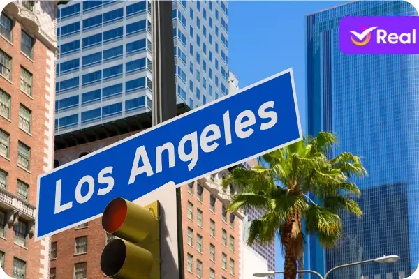 Placa de Los Angeles, azul com branca