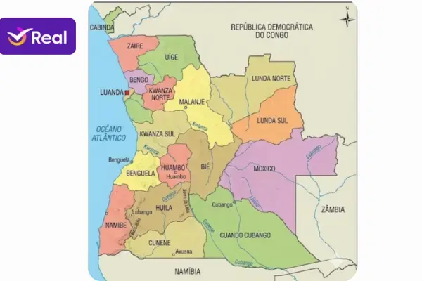 mapa detalhado com as provincias e cidades de Angola